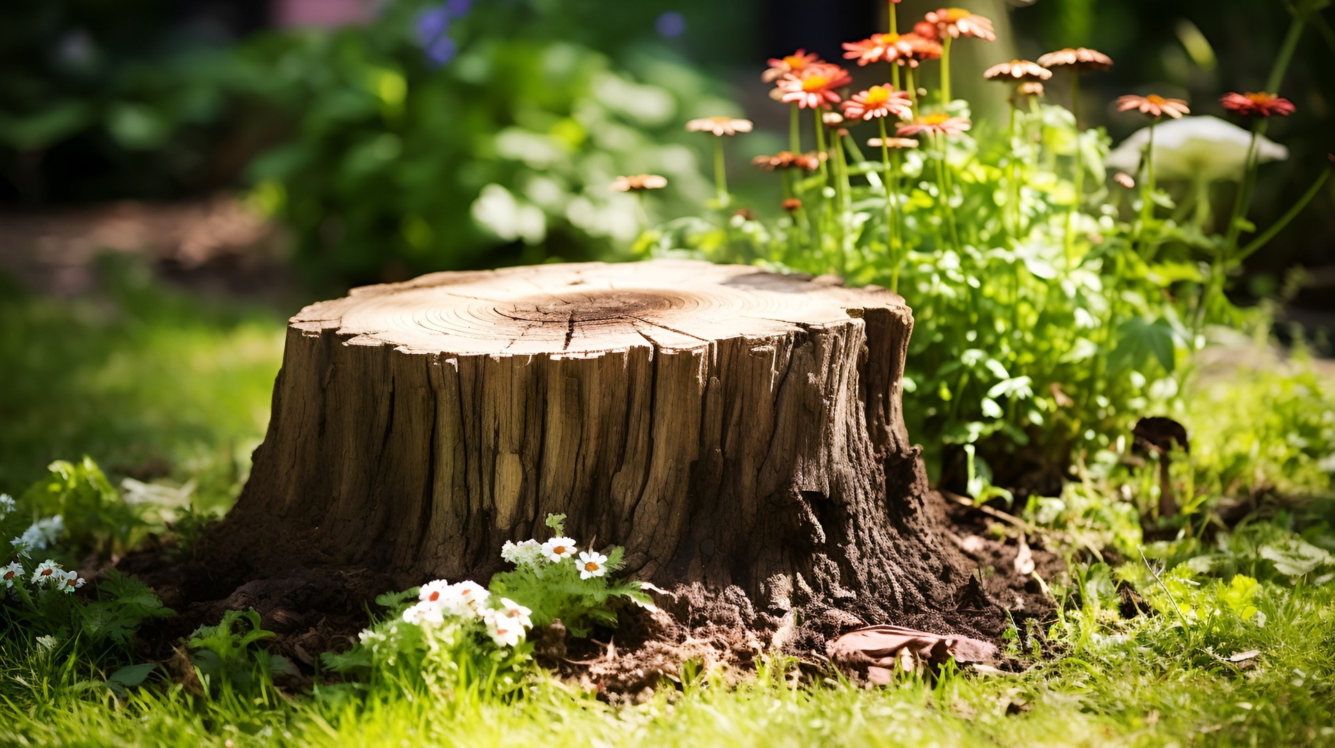 tree stump in the garden